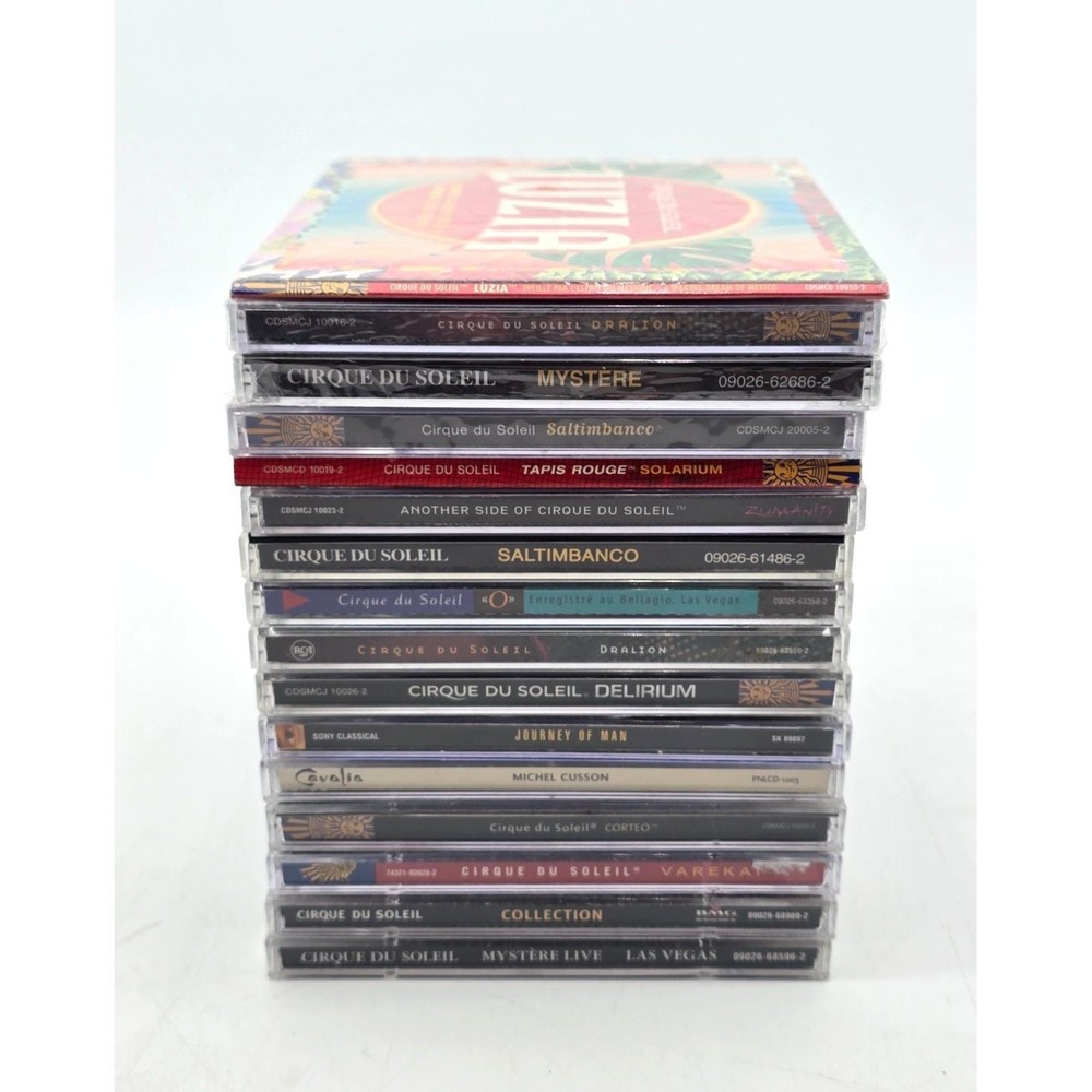 Lot of 16 Cirque Du Soleil Soundtrack CDs Alegria Quidam Mystere Luzia Cavalia